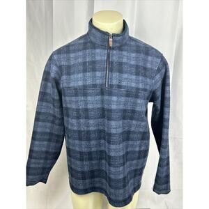 John Wayne Stock & Supply Mens Long Sleeve Plaid Blue Quarter Zip Sweater Size L